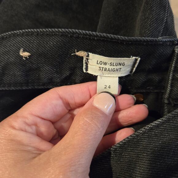 Madewell Low Slung Straight Button Fly Jeans Black Kent Wash sz 24 - Picture 6 of 10